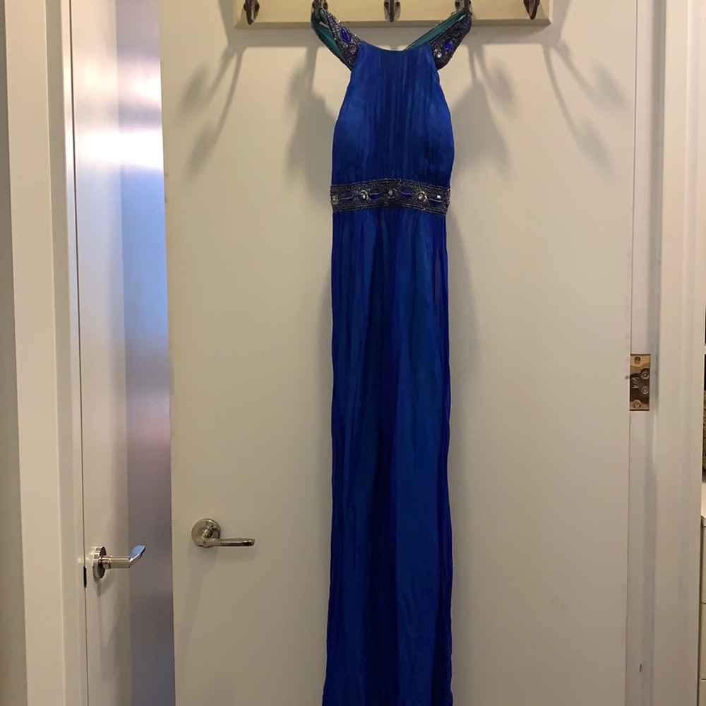 Aidan Mattox silk chiffon dress with beads